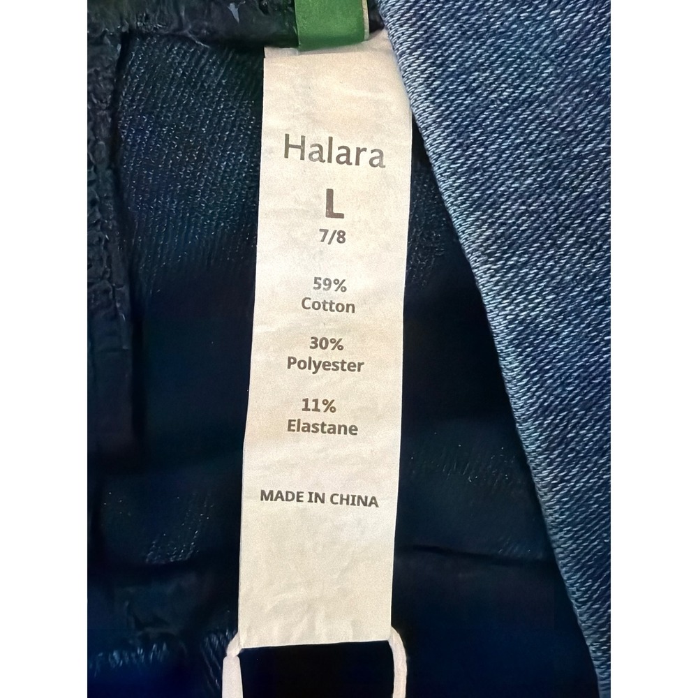 Halara Women L 7/8 Leggings Excellent Crossover Waist Denim Look Pockets New - Picture 5 of 9